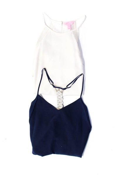 Lily Pulitzer Women's Silk Braided Metallic V-Neck Blouse Navy Size XS, Lot 2