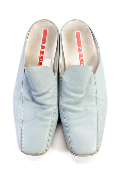Prada Womens Round Toe Darted Slip-On Mules Shoes Blue Size EUR37.5