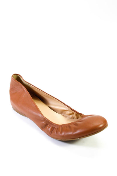 J Crew Womens Leather Slip On Round Toe Ballet Flats Light Brown Size 9
