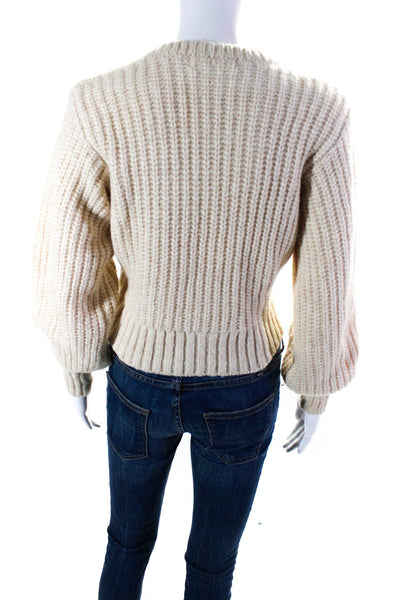 ASTR Women's Long Sleeve Cable Knit Crewneck Pullover Sweater Beige Size XS