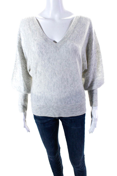 Intermix Womens Tight Knit V Neck Long Sleeved Pullover Sweater Gray Size S