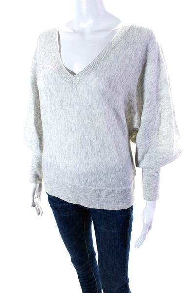 Intermix Womens Tight Knit V Neck Long Sleeved Pullover Sweater Gray Size S