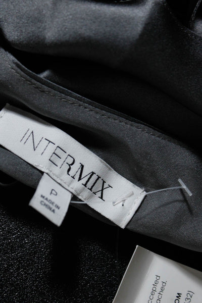 Intermix Womens 100% Silk Cowl Neck Spaghetti Strap Camisole Blouse Gray Size P