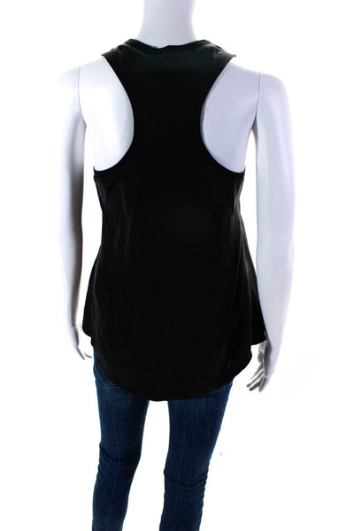 Joie Womens 100% Silk Ribbed Scoop Neck Sleeveless Tank Blouse Black Size XS