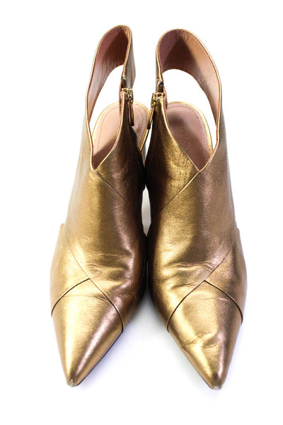 Sigerson Morrison Women's Leather Pointed Cutout Pumps Gold Size 9.5