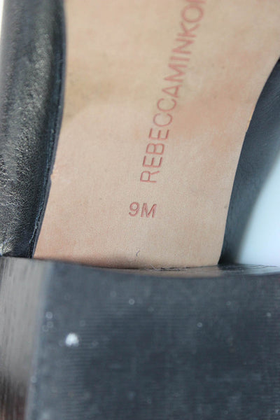 Rebecca Minkoff Women's Leather Silver Tone Hardware Mules Black Size 9