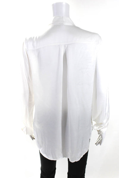 YFB Womens Collared Buttoned-Up Long Sleeve Blouse Top White Size M