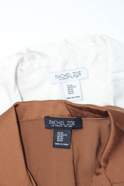 Rachel Zoe Womens Button Down Shirts Brown White Size Extra Small Lot 2