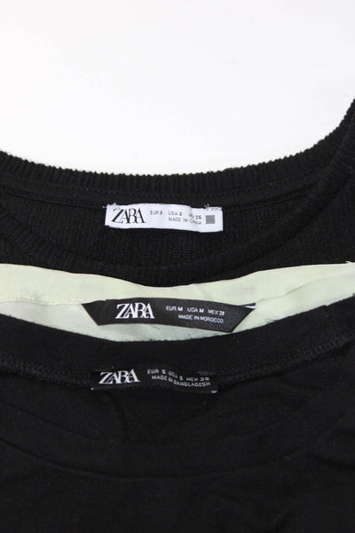 Zara Womens Sweater Shirts Black Mint Green Size Small Medium Lot 3