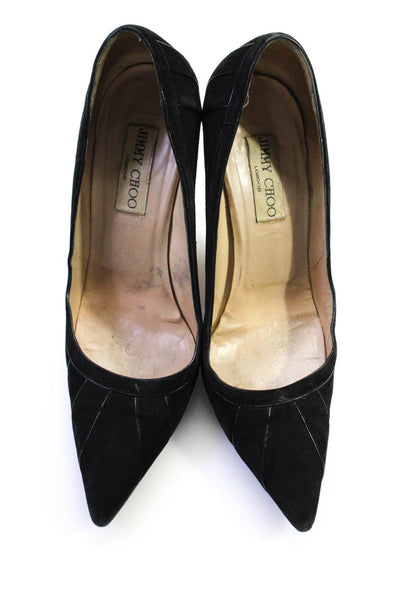 Jimmy Choo Womens Suede Pointed Toe High Heels Pumps Black Size 37.5 7.5