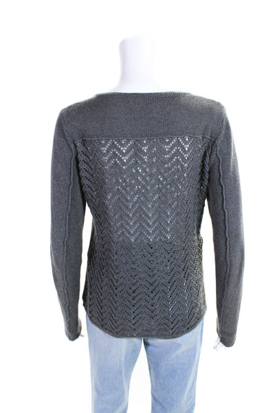 Cotton By Autumn Cashmere Women's V-Neck Long Sleeves Cotton Sweater Gray Size S
