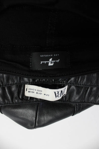 Zara Women's Drawstring Waist Faux Leather Straight Leg Pant Black Size M Lot 2