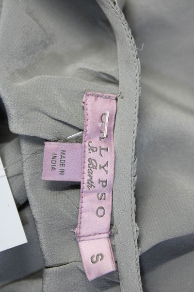 Calypso Saint Barth Women's Round Neck Button Down Silk Blouse Silver Size S