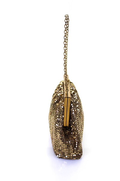 Whiting & Davis Women's Latch Closure Chain Straps Gold Clutch Handbag Size S