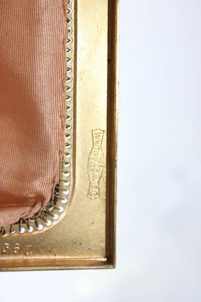 Whiting & Davis Women's Latch Closure Chain Straps Gold Clutch Handbag Size S