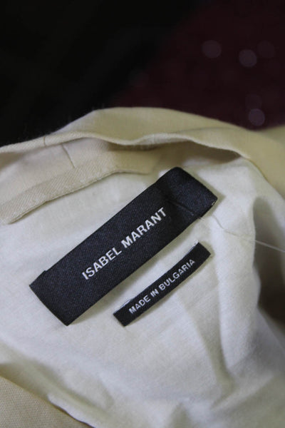 Isabel Marant Womens V-Neck Button Up Long Sleeve Shift Dress Beige Size 40