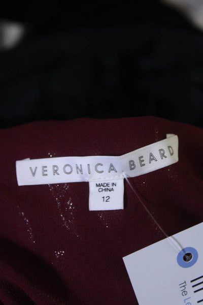 Veronica Beard Womens Chiffon Asymmetrical Ruched A-Line Dress Red Size 12