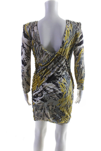 Emilio Pucci Womens Silk Jersey Ruched Long Sleeve Sheath Dress Beige Size 10