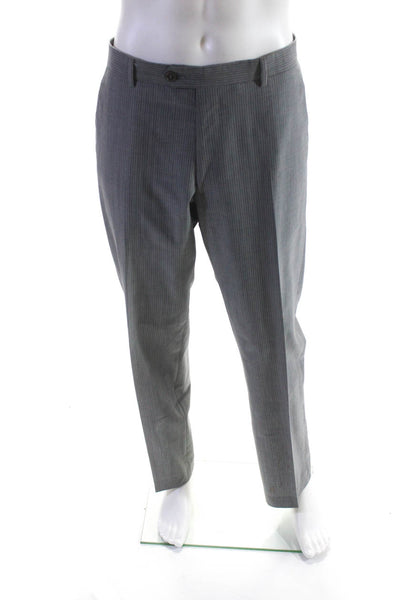 Paul Smith Mens Striped Print Buttoned Blazer Pants Suit Set Gray Size EUR42