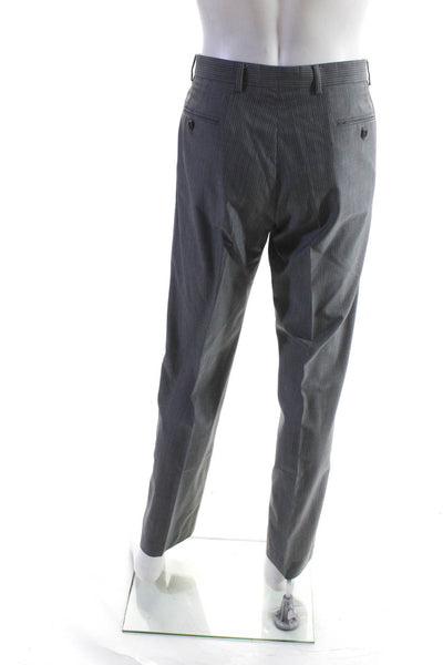 Paul Smith Mens Striped Print Buttoned Blazer Pants Suit Set Gray Size EUR42