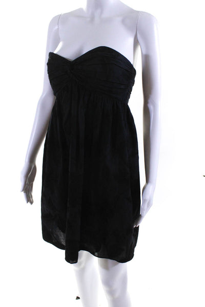 Milly Womens Brocade Cotton Sweetheart Neck Empire Waist Dress Black Size 2