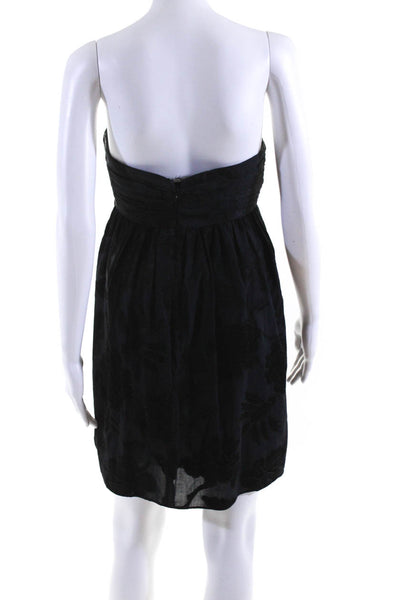 Milly Womens Brocade Cotton Sweetheart Neck Empire Waist Dress Black Size 2
