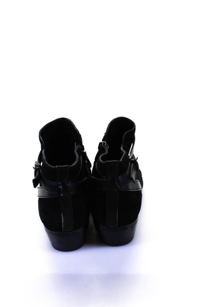 Sam Edelman Womens Buckled Side Zipped Slip-On Booties Black Size 9.5