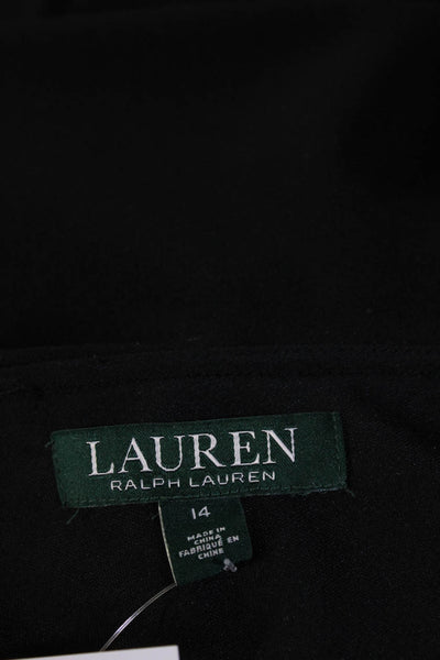 Lauren Ralph Lauren Womens Ruffled Zipped Straight Leg Jumpsuit Black Size 14