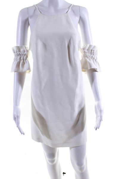 C/MEO Collective Womens Short Sleeve Off Shoulder Mini Shift Dress White Small