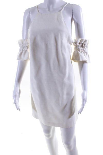 C/MEO Collective Womens Short Sleeve Off Shoulder Mini Shift Dress White Small