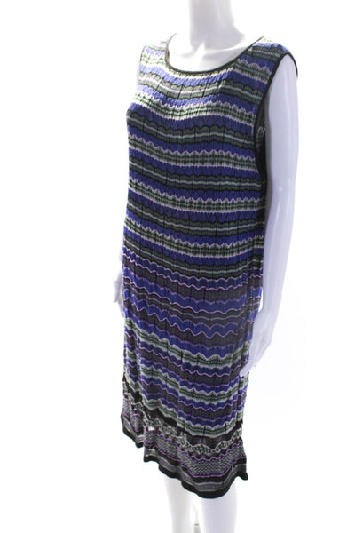 M Missoni Womens Scoop Neck Knit Striped Dress Purple Green Size IT 48
