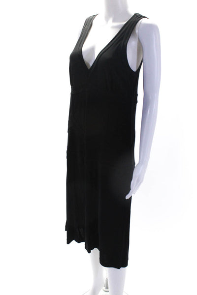 DKNY Womens Sleeveless V Neck Knee Length Knit Sheath Dress Black Size Large