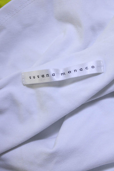 Susana Monaco Womens Halter Neck Short Sleeves Blouse White Size Extra Small