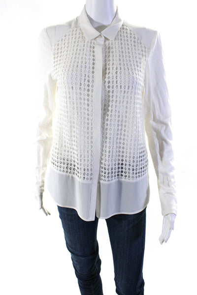 The Kooples Women's Collar Long Sleeves Button Down Shirt White Size M