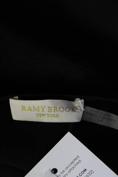 Ramy Brook Women's V-Neck Spaghetti Straps Peplum Blouse Black Size S