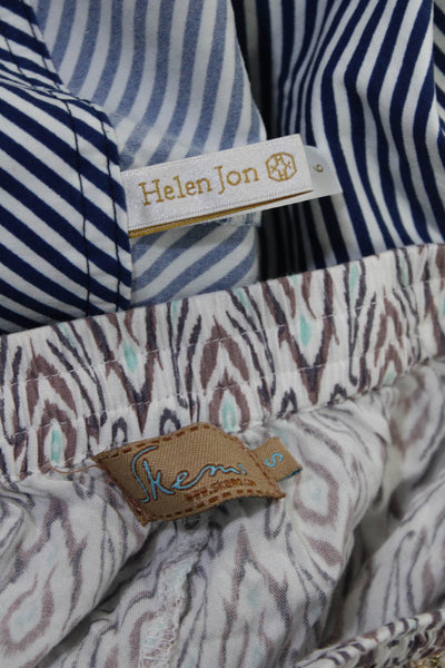 Helen Jon Women's Flat Front Lace Up Dress Short Blue White Stripe Size 6 Lot 2