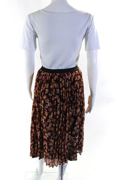 Sanctuary Womens Floral Print Elastic Waist Pleated A-Line Skirt Red Size XS