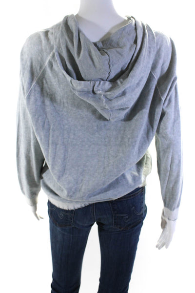 Minnie Rose Womens Cotton Distress Hem Long Sleeve Tied Hoodie Gray Size M