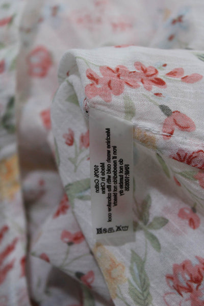 Sundays Womens Cotton Floral Print V-Neck Sleeveless Tassel Blouse White Size 1