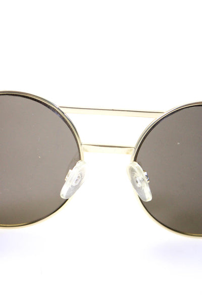 Le Specs Womens Vertigo 1502056 Mirrored Metal Round Sunglasses Gold Tone
