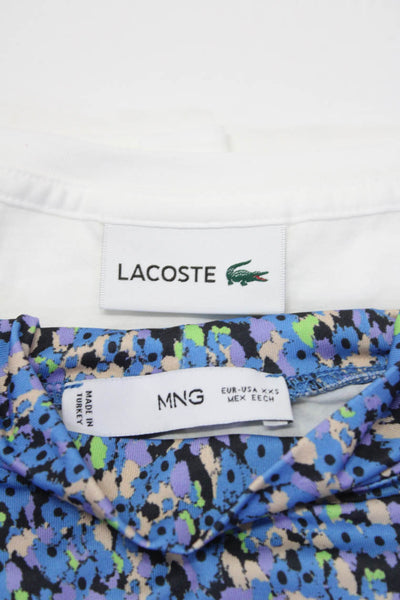 Lacoste Womens Floral Logo Tee Shirts White Blue Black Size 2XS XL Lot 2