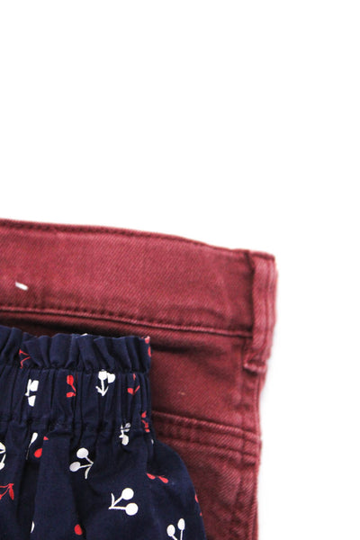 IKKS Bonpoint Girls Skinny Jeans Cherry A Line Skirt Red Blue Size 8 10 Lot 2