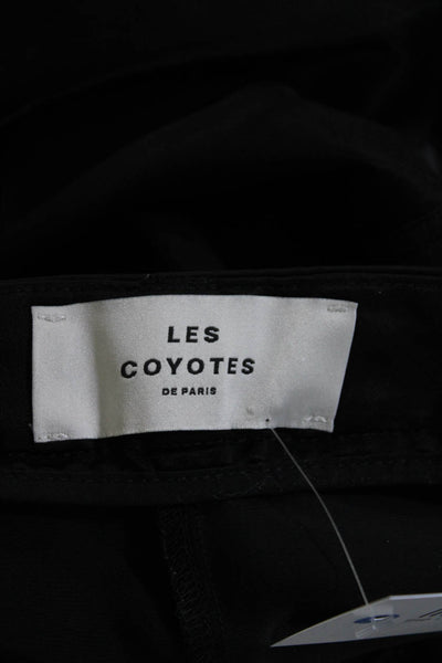 Les Coyotes De Paris Womens Zipper Fly Wide Leg Satin Pants Black Size Small