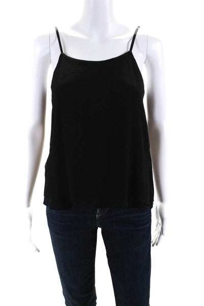 Alice + Olivia Womens Scoop Neck Chiffon Cami Tank Top Blouse Black Size Small