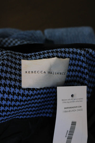 Rebecca Vallance Womens Houndstooth Double Breasted Blazer Blue White Size 4