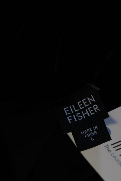 Eileen Fisher Womens Velvet Sleeveless Round Neck Tank Top Blouse Black Size L