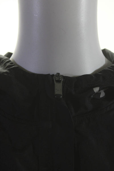 Under Armour Womens Laser Cut Hooded Elastic Waist Zip Jacket Black Size Small