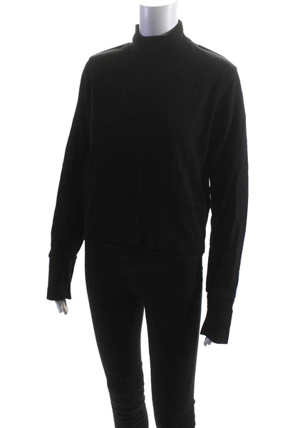 Cotton Citizen Womens Cropped Turtleneck Pullover Sweatshirt Black Size XS