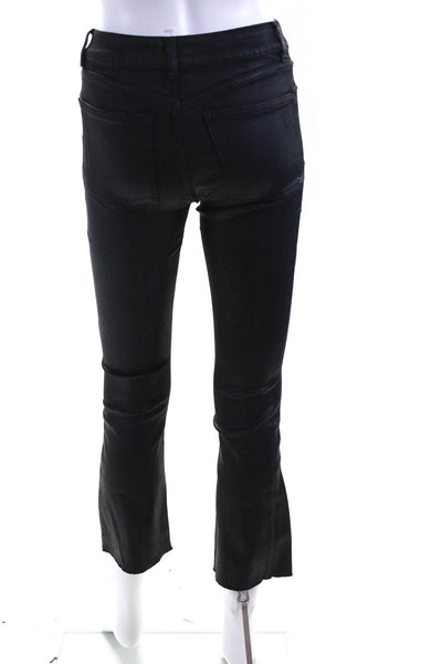 DL1961 Womens High Waist Waxed Denim Crop Flare Jeans Pants Navy Blue Size 24