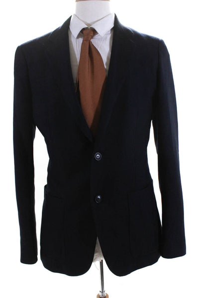 Theory Mens Navy Blue Wool Two Button Long Sleeve Blazer Jacket Size 40L